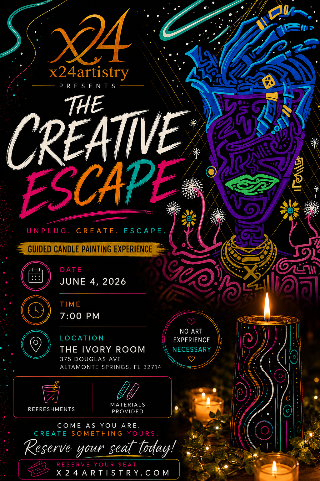 Creative Escape: Candlelight Painting Experience
